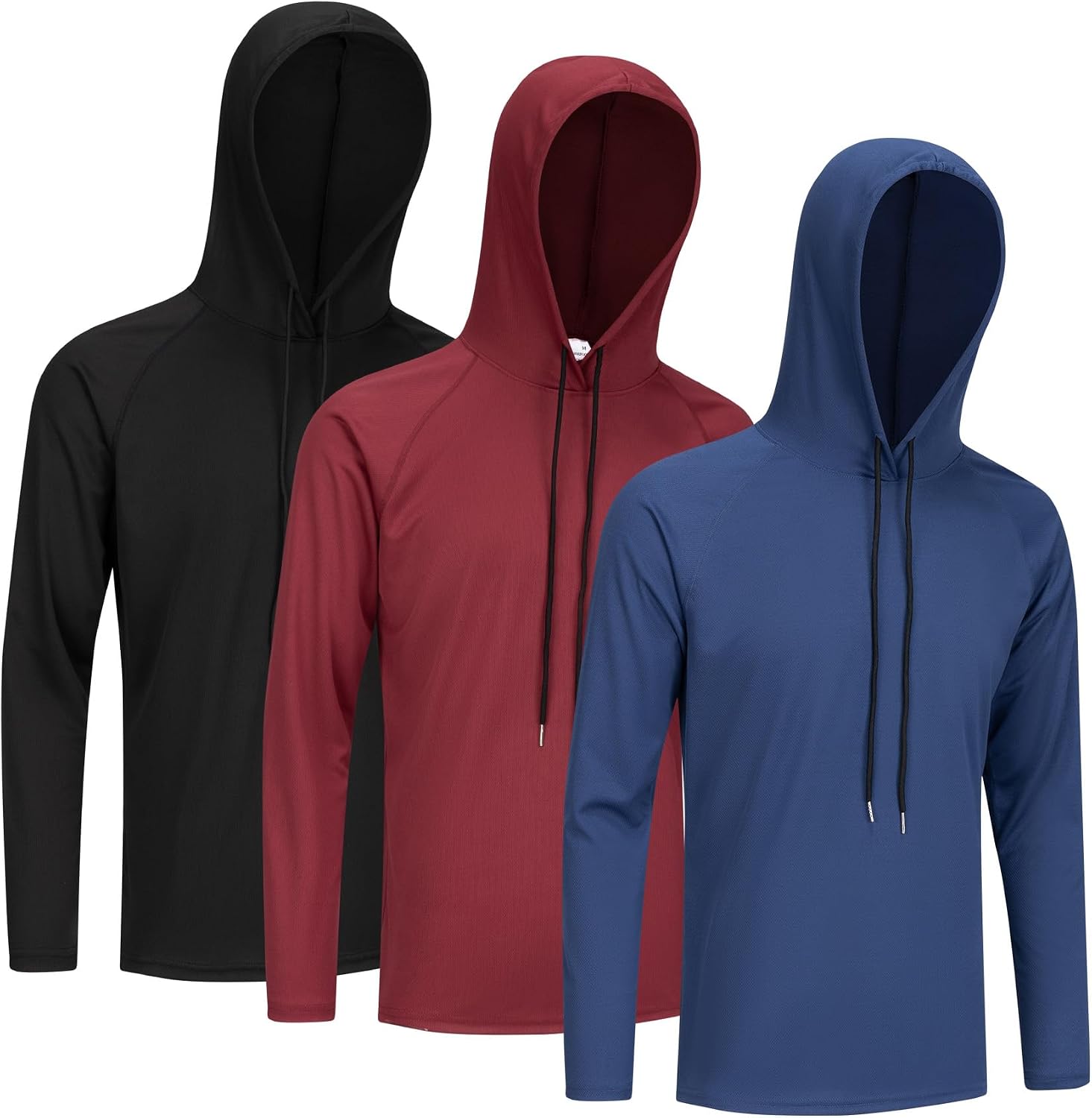 4-Piece Athletic Hooded Shirts Set, Long Sleeve Performance Tops Workout T Shirts Fishing Sun Protection T Shirts,