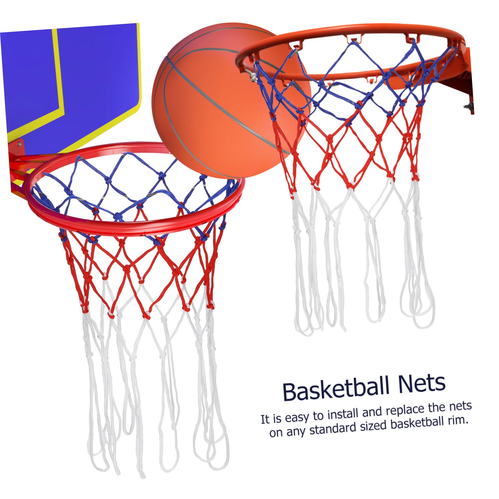 Gogogmee 2-Piece Basketball Net Replacement Outdoor/Indoor Hoop Nets Woven Nylon Netting Easy Install for Basketball Racks
