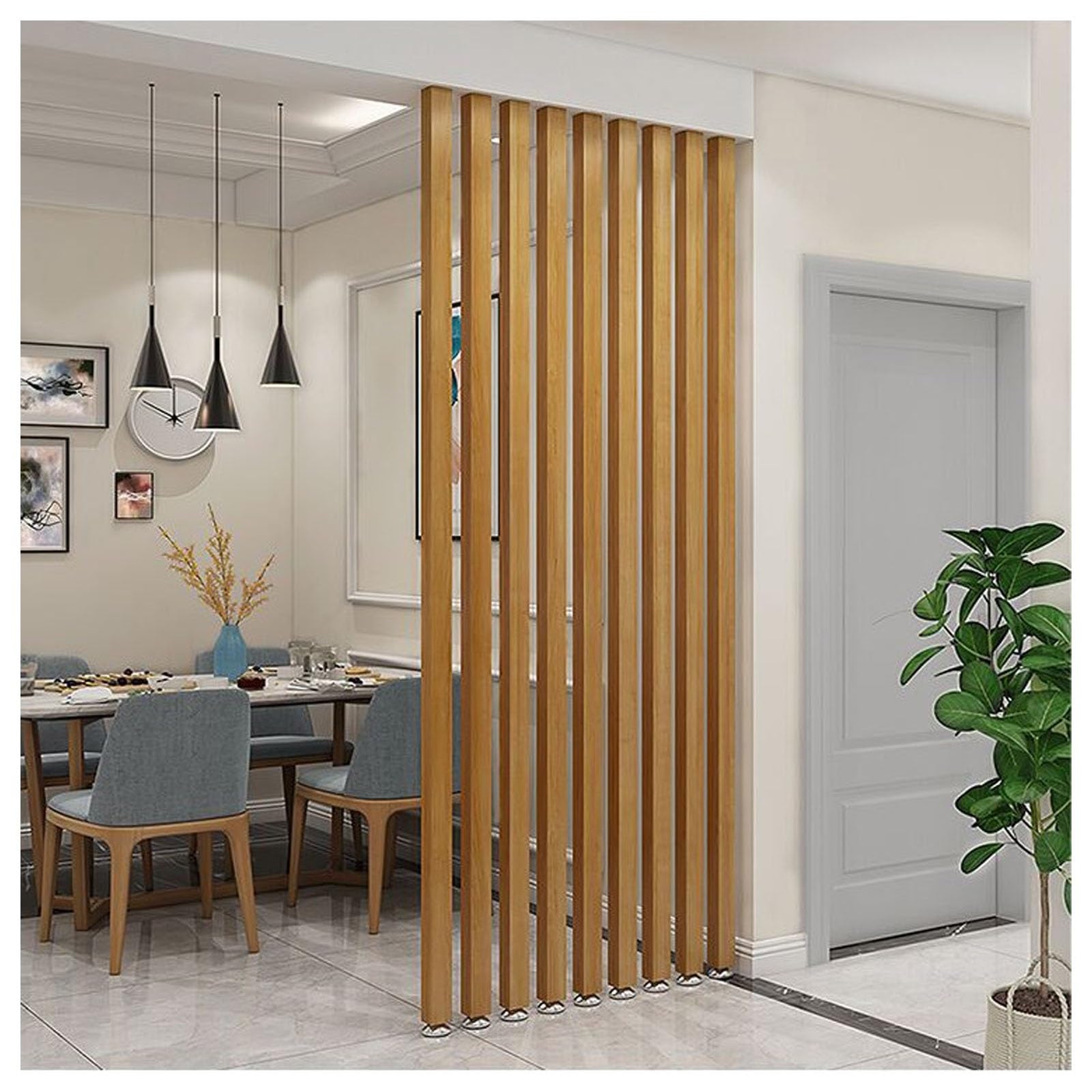 Wall Partition Room Divider Floor To Ceiling Wooden Slats Floor To Ceiling Room Dividers Room Divider,Washroom/Balcony/Stairwell/Entrance Privacy Screen(1 pcs,100cm/39.3in/3.28ft)