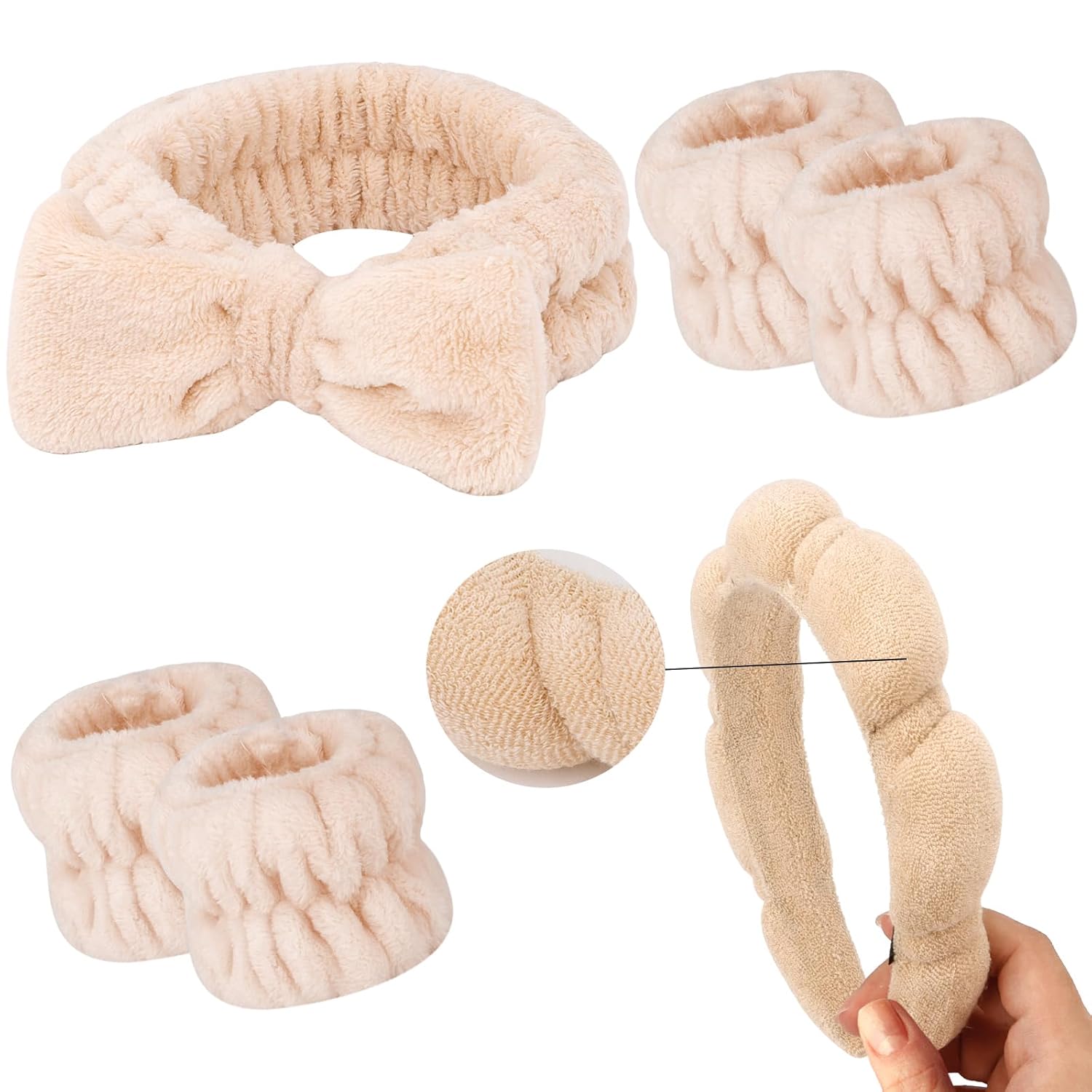 CUBACO 6PCS Spa Headband and Wristband Set for Women,...