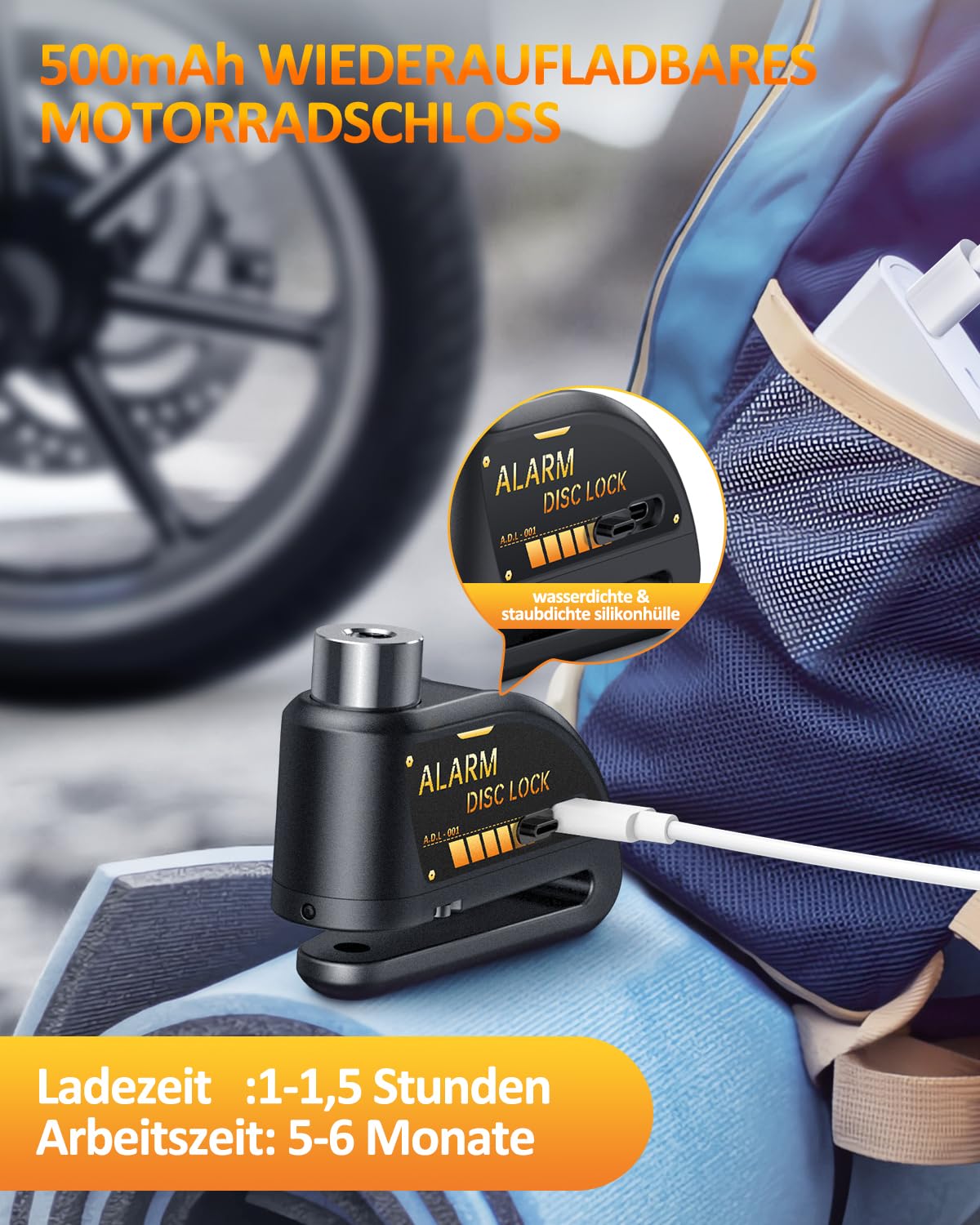 Motorrad Scheibenbremsschloss Aus Aluminium – Mini, Wasserdicht & Diebstahlschutz