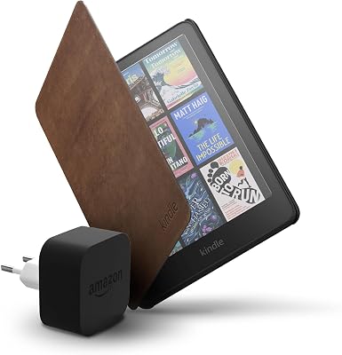 Amazon Kindle Colorsoft 16 GB + étui en cuir premium marron + adaptateur 9 W