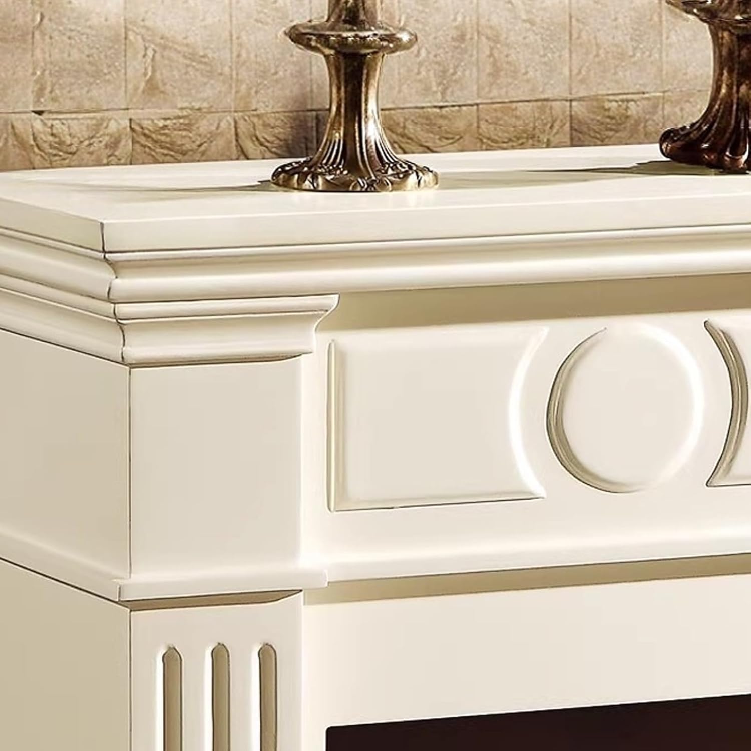 Fireplace Surround Classic Decorative Fireplace Mantel Freestanding Solid Oak Frame HDF Panel(Black)