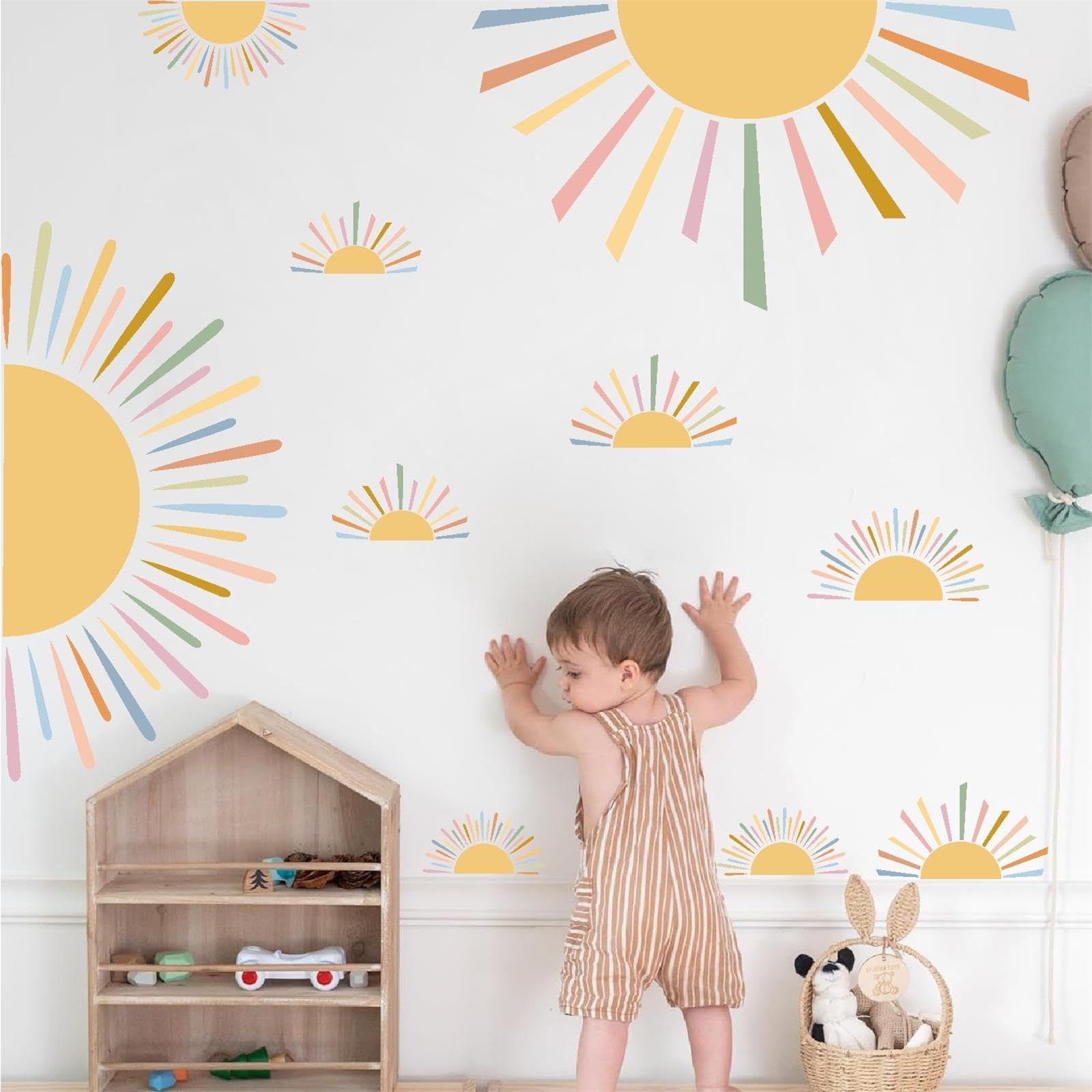 Amazon.com: wondever Boho Sun Wall Stickers Large Rainbow and Clouds ...