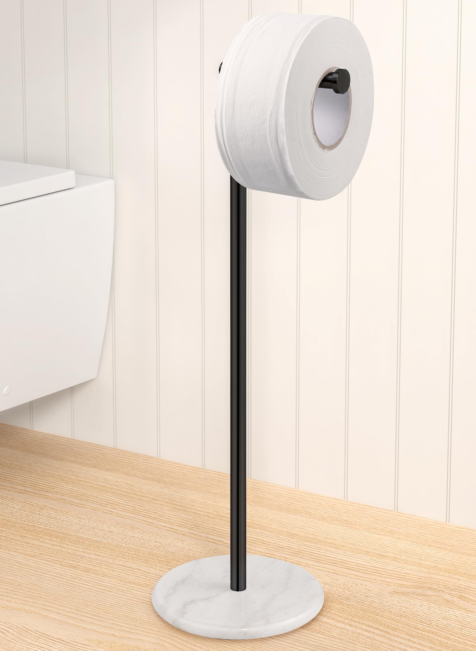 KES Freestanding Toilet Paper Holder Stand, Brushed Steel, Marble Base — Amazon image 12