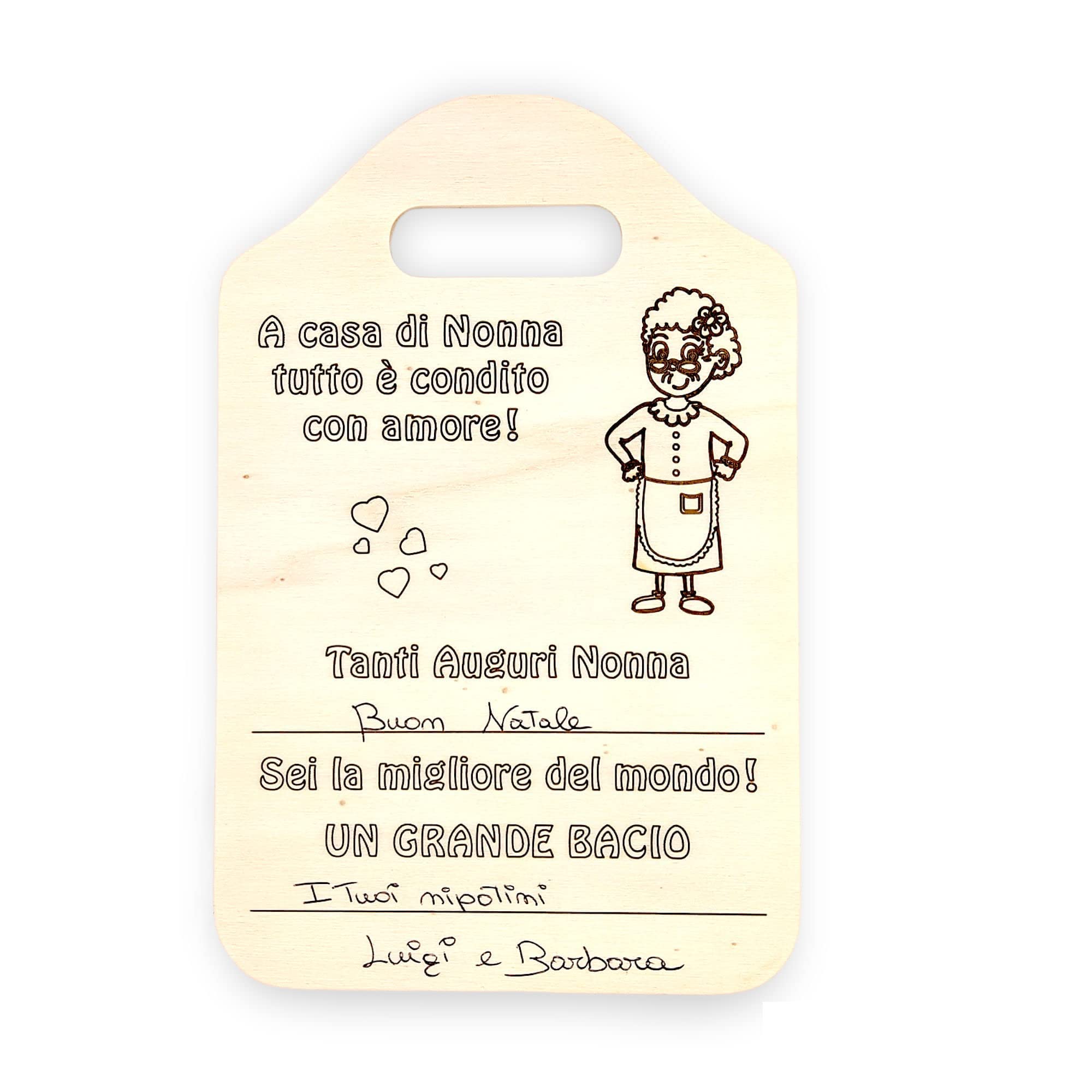 NM Idee Regalo nonna compleanno Idee regali per la nonna o mamma anziana Tagliere Targa Targhetta in legno Personalizzabile per nonna da nipote regali di Natale o Festa dei nonni