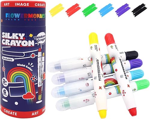 Miniatura 8 de Lebze Juego de crayones sedosos Kokonuzz lavables jumbo para niños pequeños, 24 colores no tóxicos, torcidos y no tóxicos, crayones grandes para