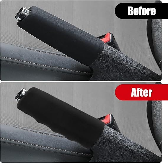 UGSHY Pack-1 Car Handbrake Cover, Wave Shaped Handbrake Protector, Silicone Decorative Cover, for Car Brake Levers (Black)