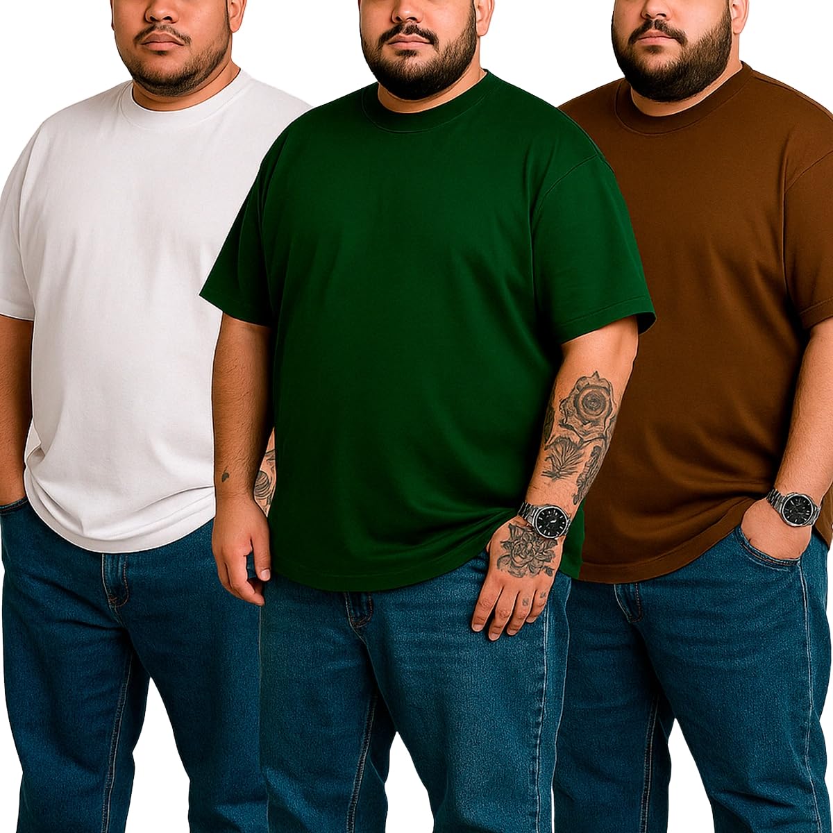 Kit 3 Camiseta Oversized Masculina Plus Size G1 ao G4 100% Algodão Estilo Streetwear Tamanho Grande Confortável Casual