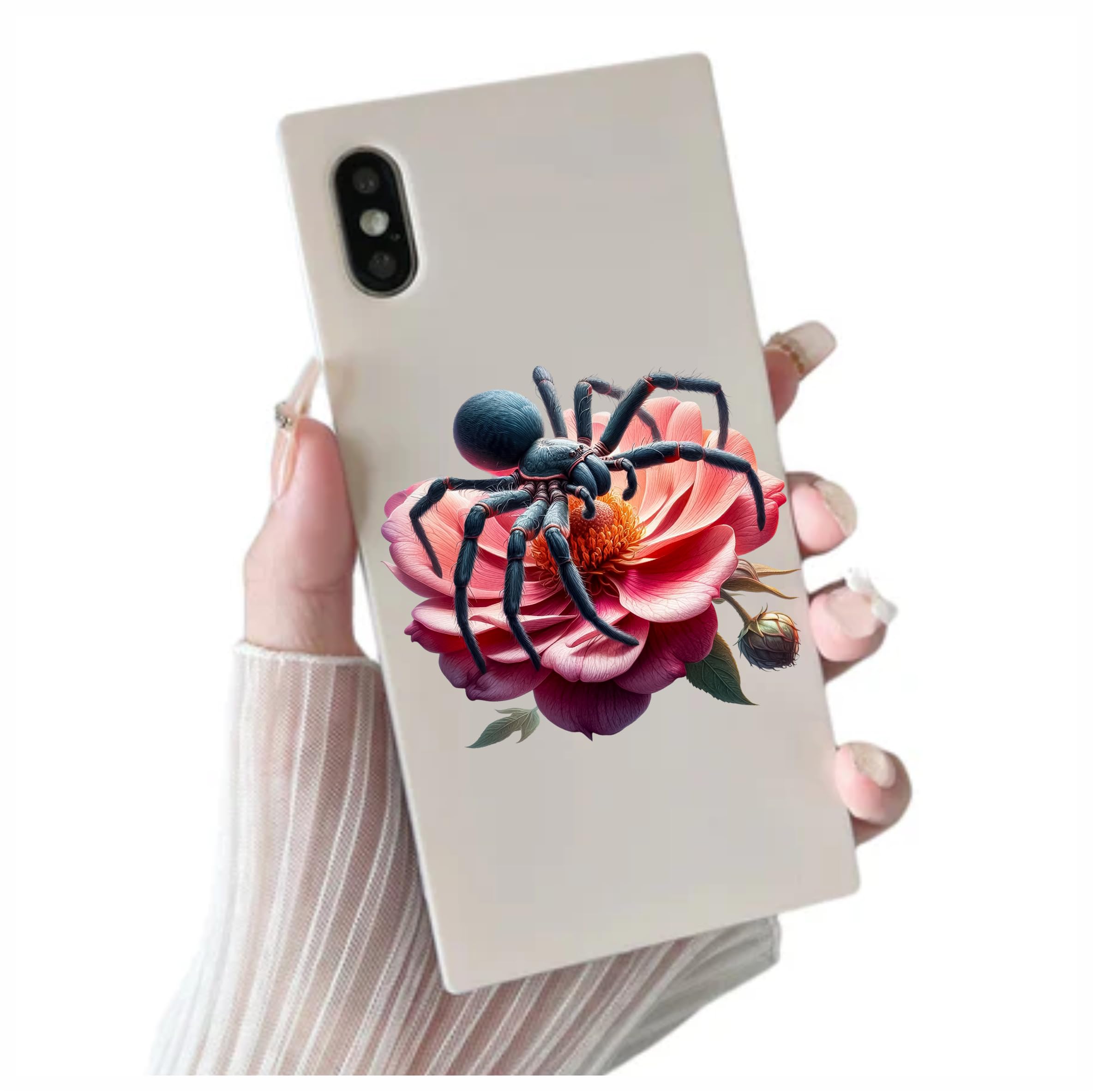 Huntsman Spider Pink Flower Vinyl Stickers, Cover up Marks, Weatherproof & Vibrant, Multi-Purpose Ideal for Phone Cups, Tile - Image 4