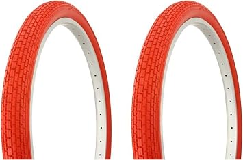 Lowrider Tire Set. 2 Tires. Two Tires Duro 26" x 2.125" Red/Red Side Wall HF-120A. Bicycle Tires, Bike Tires, Beach Cruiser Bike Tires, Cruiser Bike Tires