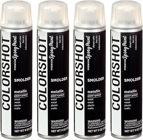 COLORSHOT Pintura en aerosol metálico para pintura en aerosol (negro) 9 oz. Paquete de 4