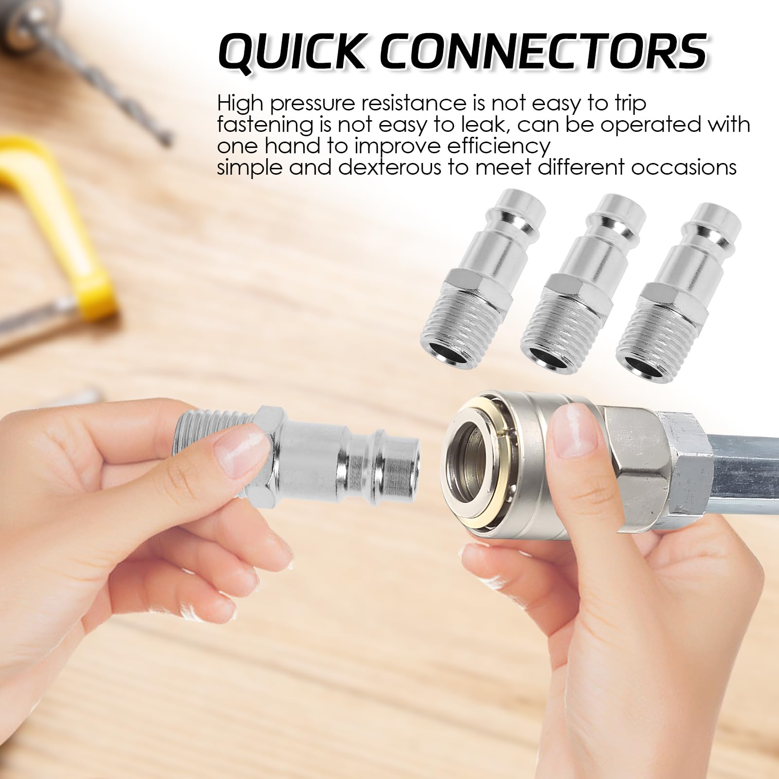 3 Pezzi Raccordi Rapidi Europei Per Aria Compressa | 1/4" BSP Maschio | Connettori Per Tubi Compressori E Attrezzature - Foto 9