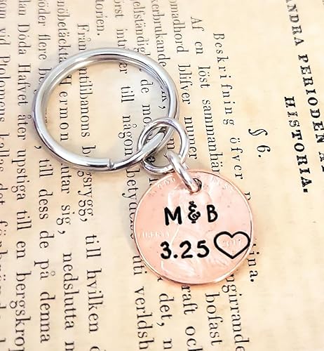 Miniatura 4 de Tucker's Trinkets And Treasures Personalized Anniversary Year Penny Key Chain, Anniversary Date, Name, Initials, Personalized