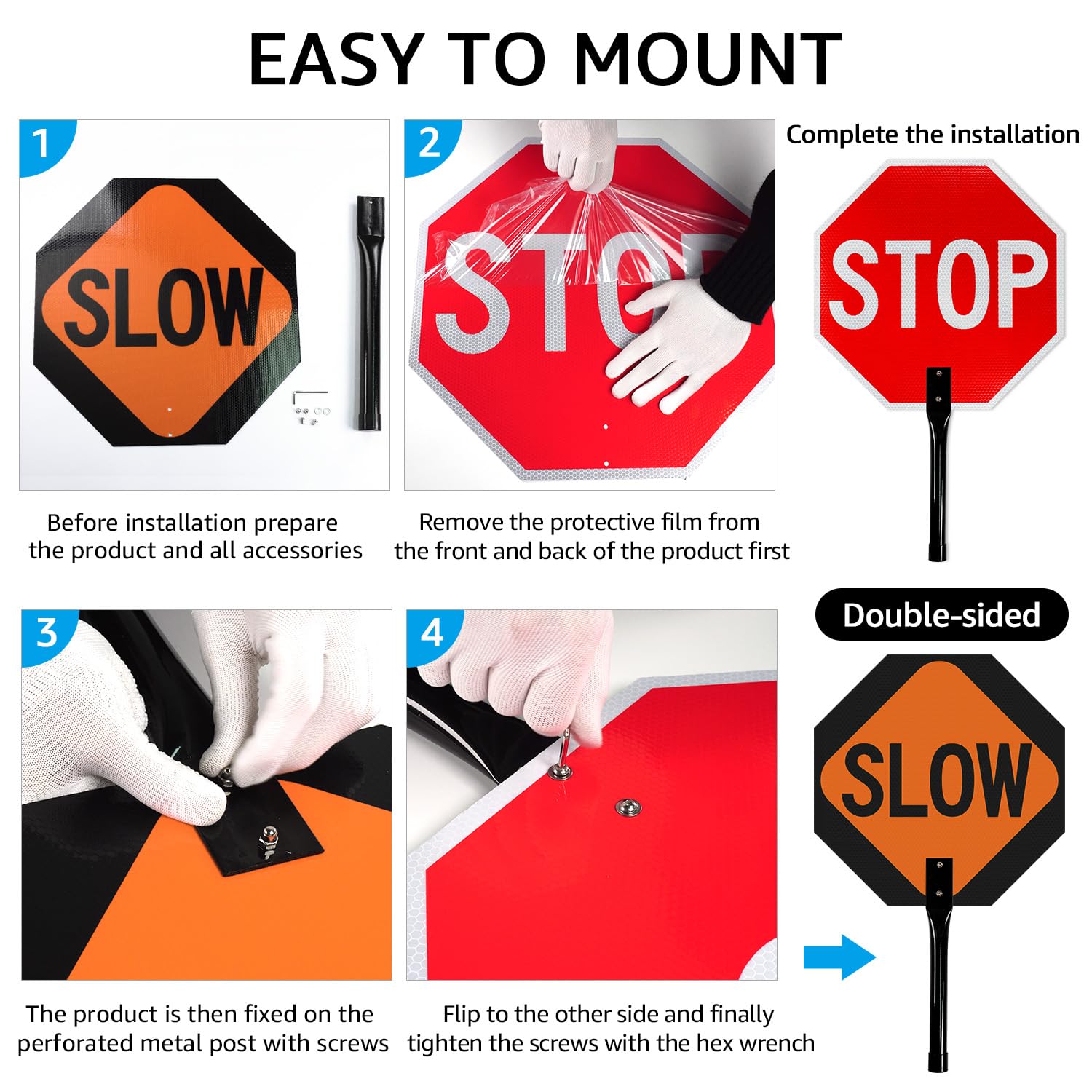 Sygnał Stop Slow z metalowym uchwytem