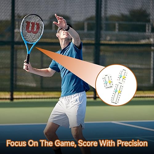 Miniatura 6 de 2 unidades de puntuación de tenis para raqueta, pickleball de montaje adhesivo, rastreador de puntuación de pádel, unido con adhesivo fuerte sin