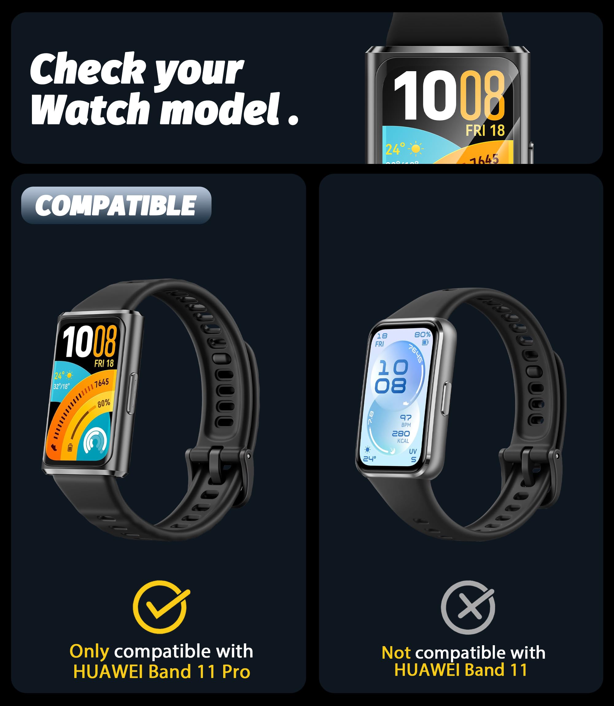NEWZEROL 4-częściowa osłona ekranu kompatybilna z Huawei Band 11 Pro, [pełne pokrycie] PMMA i PC (bez szkła hartowanego) ultracienki ochraniacz ekranu, odporny na zarysowania o wysokiej rozdzielczości