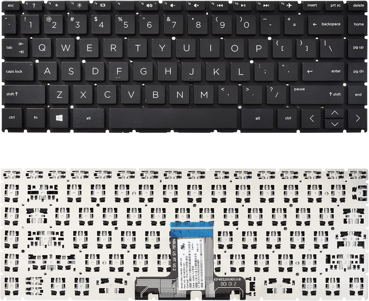 Replacement Keyboard Compatible with HP 14-CK 14-CD 14-CM 14-DG 1 Black US Layout (Black Without Backlit)
