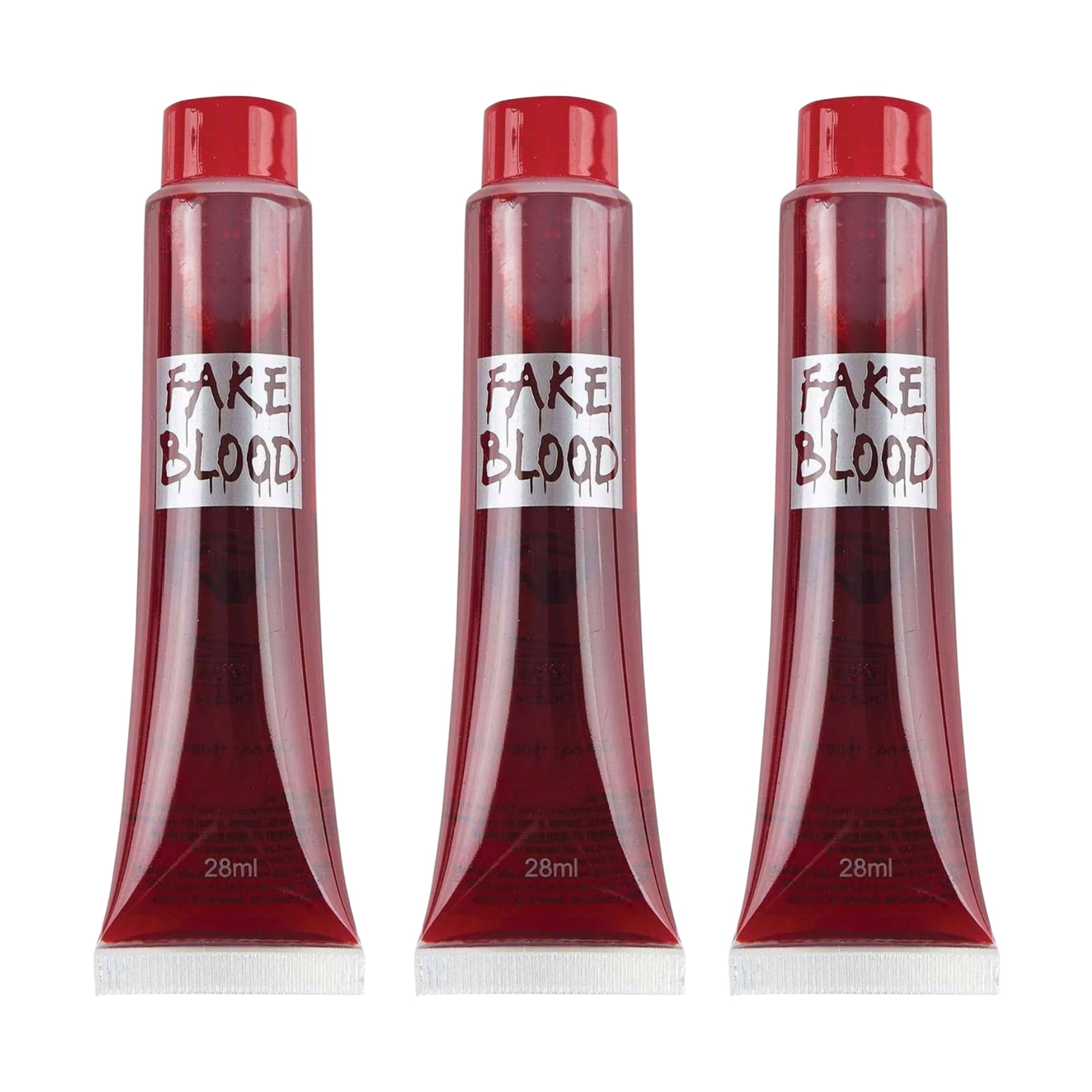 Shatchi Red 3 Packs Fake Blood Tubes 28Ml - Halloween Vampire Zombie Makeup, Realistic Sfx For Theatrical Wounds, Scars & Costume Parties, Suitable For Face & Body