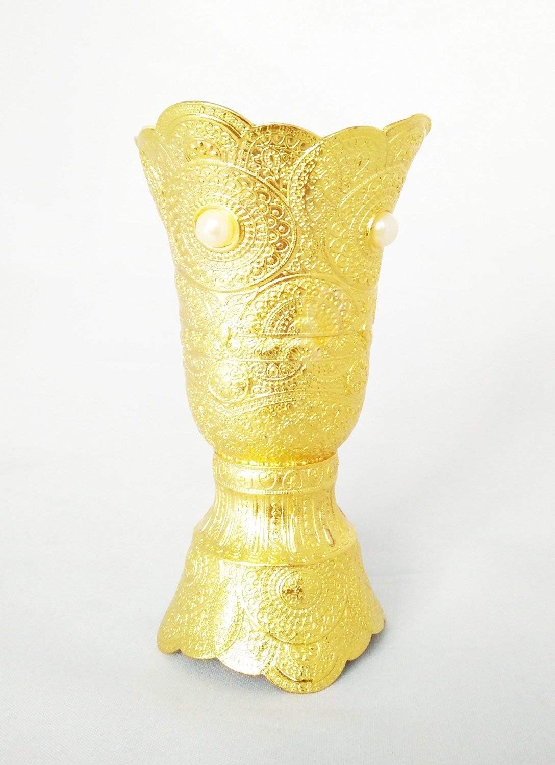 Arabian Patterned Metal Decorative Bakhoor Incense Burner Censer (Gold)