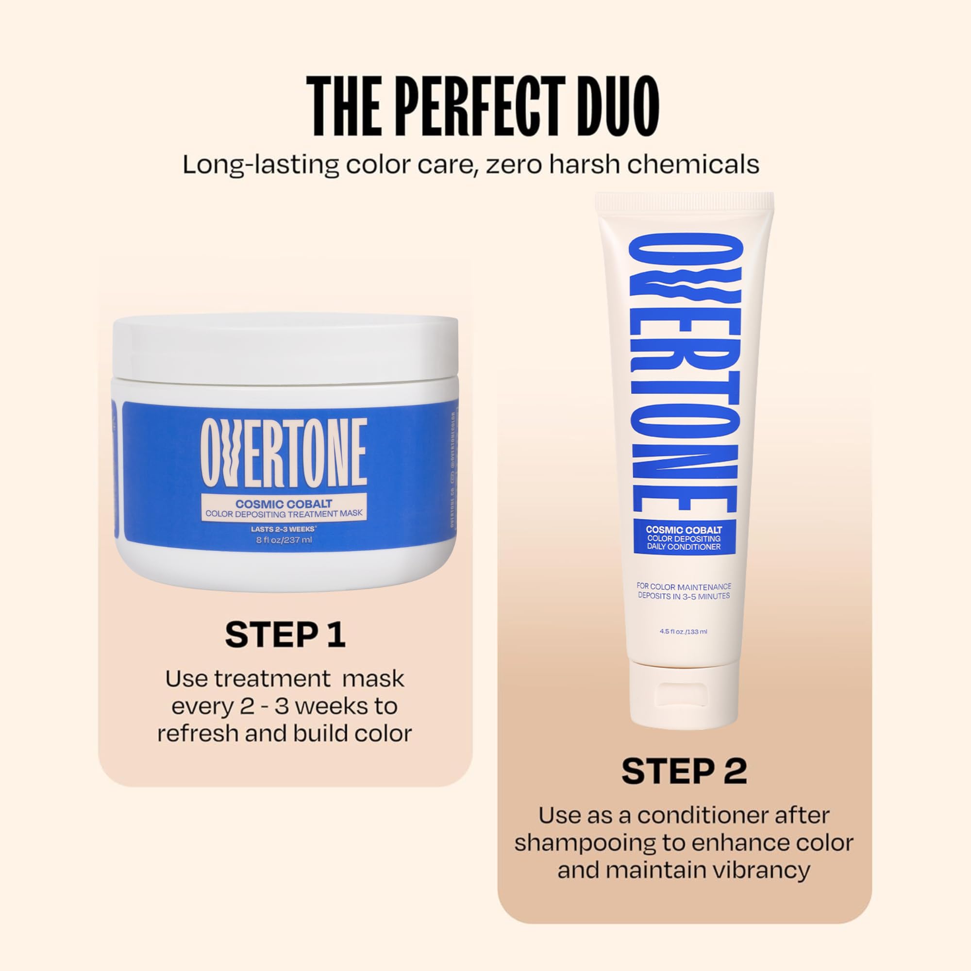 Overtone Haarfärbe-Conditioner, semi-permanent, 237 ml, für natürliches und gefärbtes Haar, feuchtigkeitsspendende Sheabutter und Kokosöl, vegan und tierversuchsfrei, extrem blau