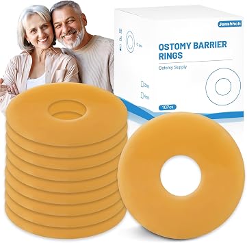 10 PCS Ostomy Barrier Ring, 4mm Thickness, Moldable Ostomy Rings, Hydrocolloid Skin Extender Rings, Outer Diameter 2" 50mm, Colostomy Supplies for Ostomy Bags