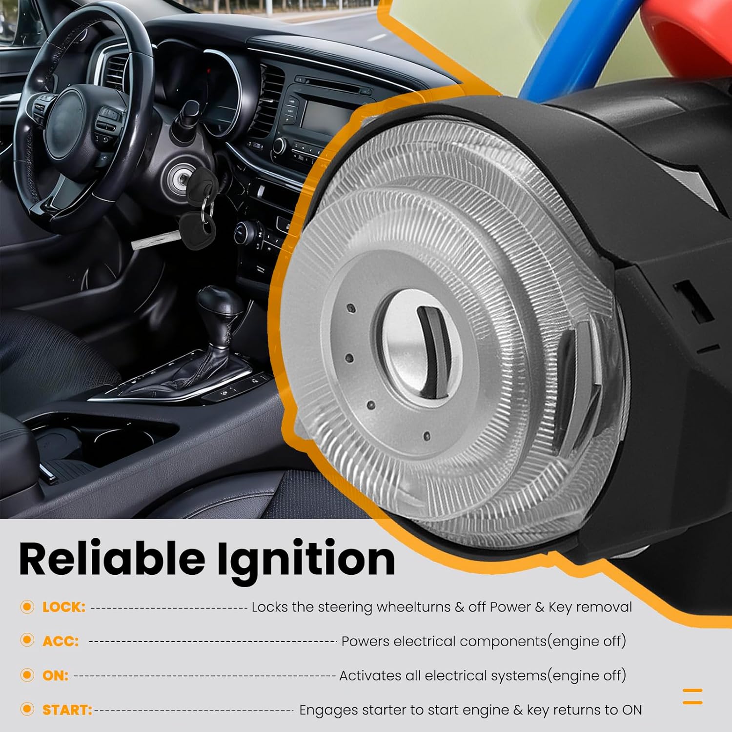 81905-Ignition Lock Switch Assembly Compatible with Kia Optima 2011 2012 2013 2014 2015 Door Lock Cylinder with 2 Keys,Replace# 81970-2TA00 81900-2TD00 81905-2T040