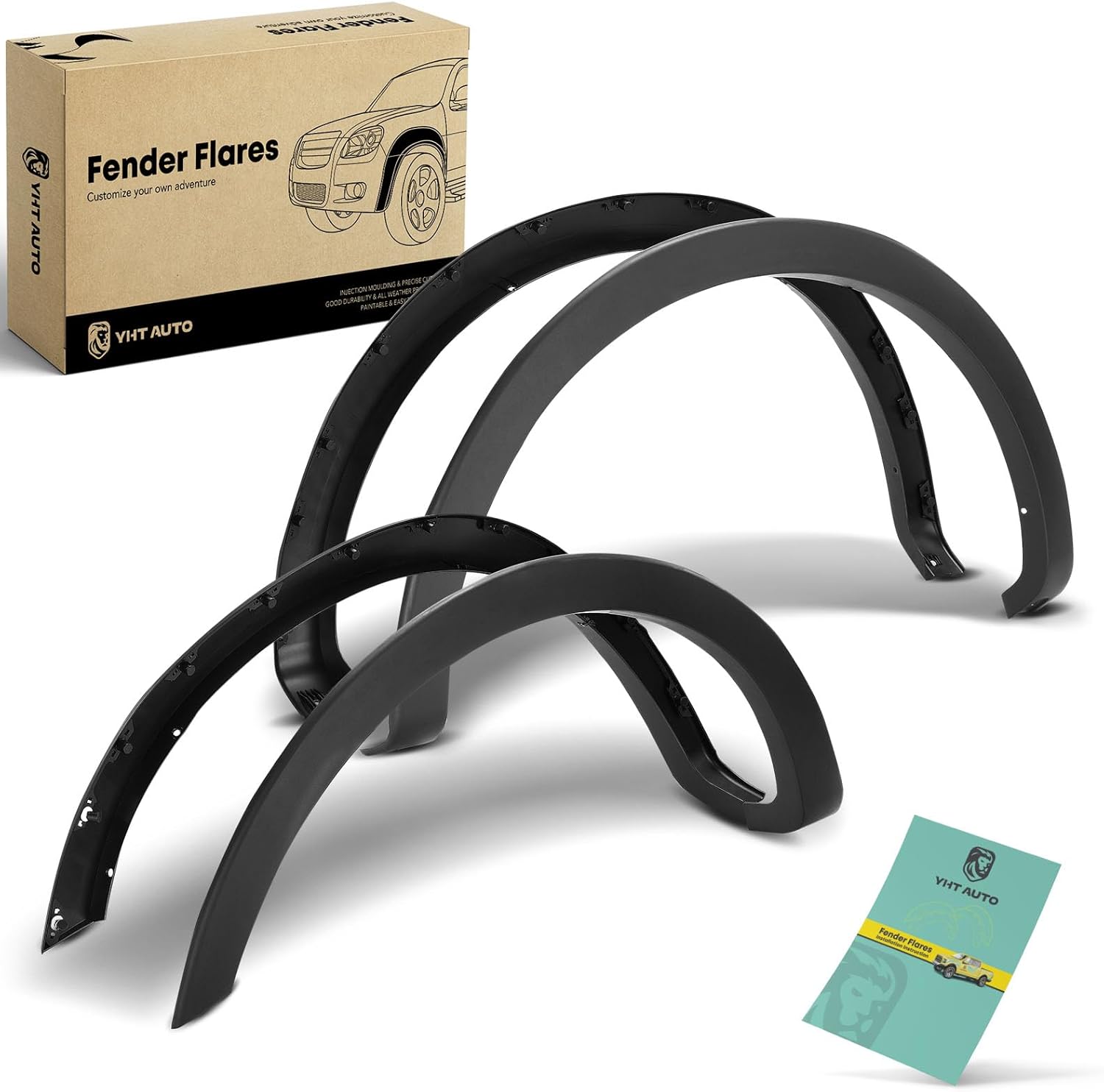 YHTAUTO OE Factory Style Fender Flares Fits 2004-2008 Ford F-150 Fleetside Bed (NOT Fit Heritage Models), Lincoln Mark LT 2006-2008 Wheel Cover, Set of 4