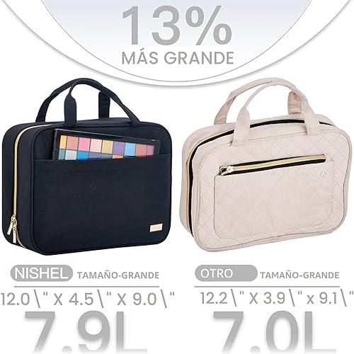 Miniatura 3 de NISHEL Neceser de viaje para mujer, organizador colgante y portátil para champú de tamaño completo, acondicionador, juego de cepillos y accesorios