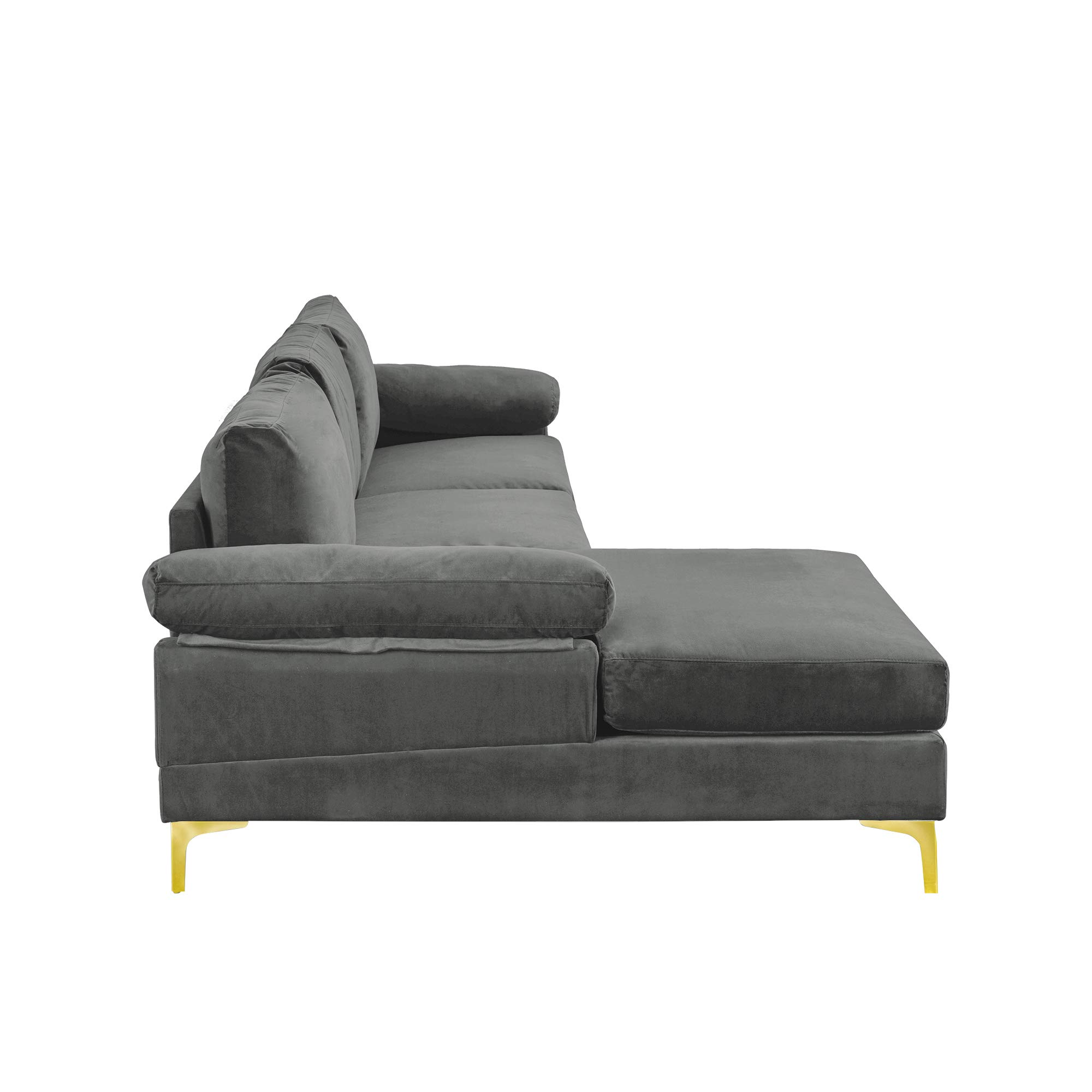 Casa Andrea Milano Modern Large Velvet Fabric Sectional Sofa Couch with