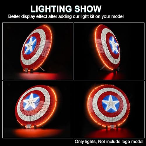 Miniatura 2 de Kit de luz LED para Lego Marvel Captain America's Shield 76262, kit de iluminación creativa compatible con Lego 76262 (solo luces, sin juego de Lego)