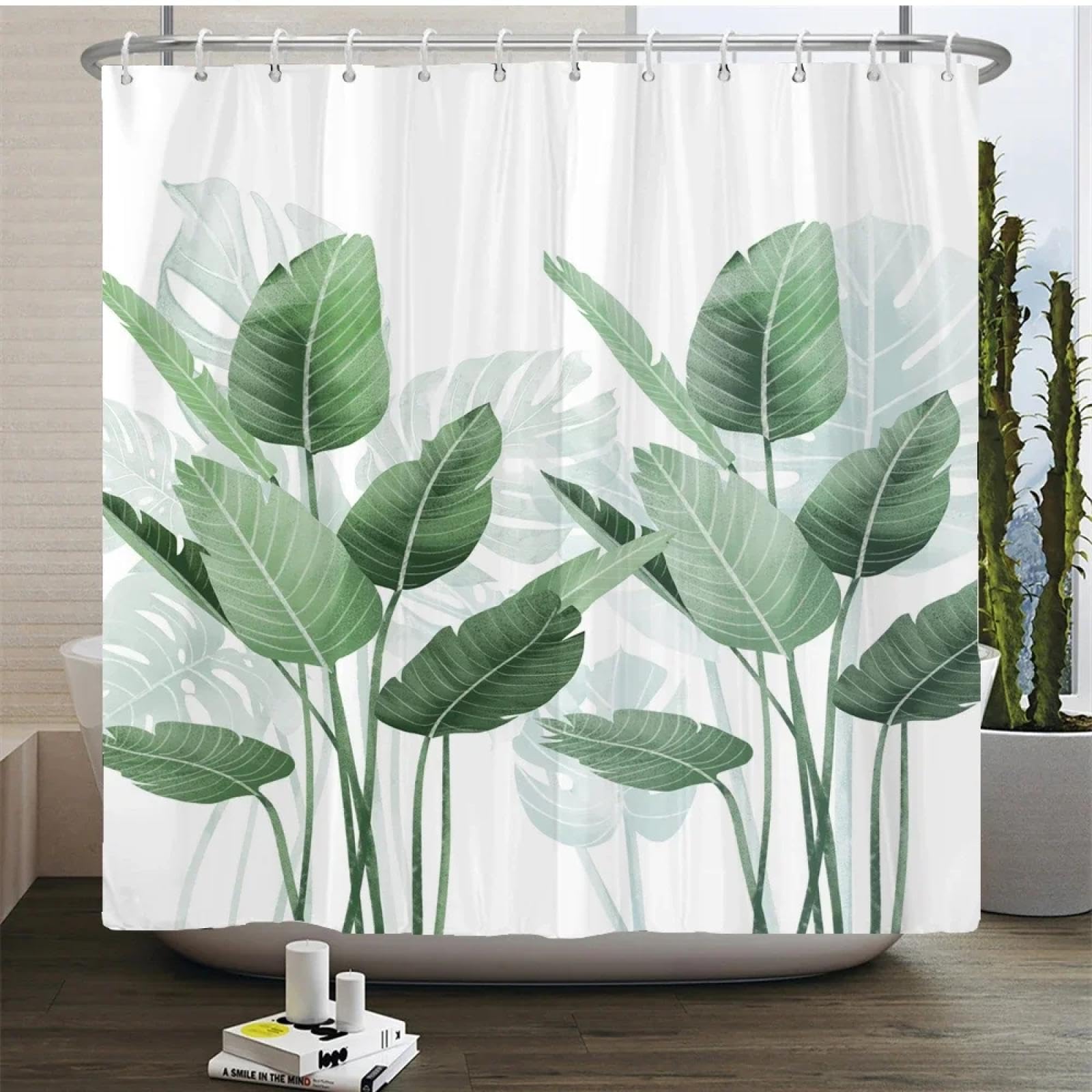 Rideau de douche nature tropicale imperméable 243x182cm pour baignoire
