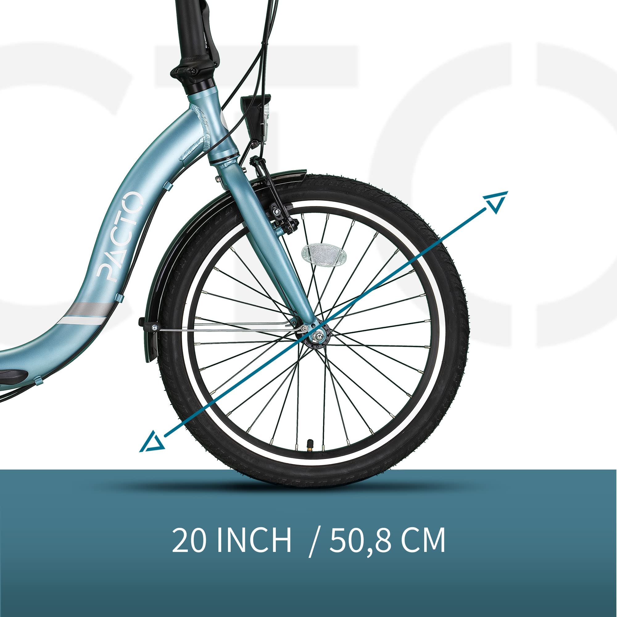 PACTO Six - Hollandrad Vélo Pliable de Haute qualité 27cm Cadre en Aluminium Bike 20 Pouces Roues en Aluminium Bicycle, 6 Vitesses Shimano vélo Pliant Vélo Pliable Vélo pour Adultes Bleu