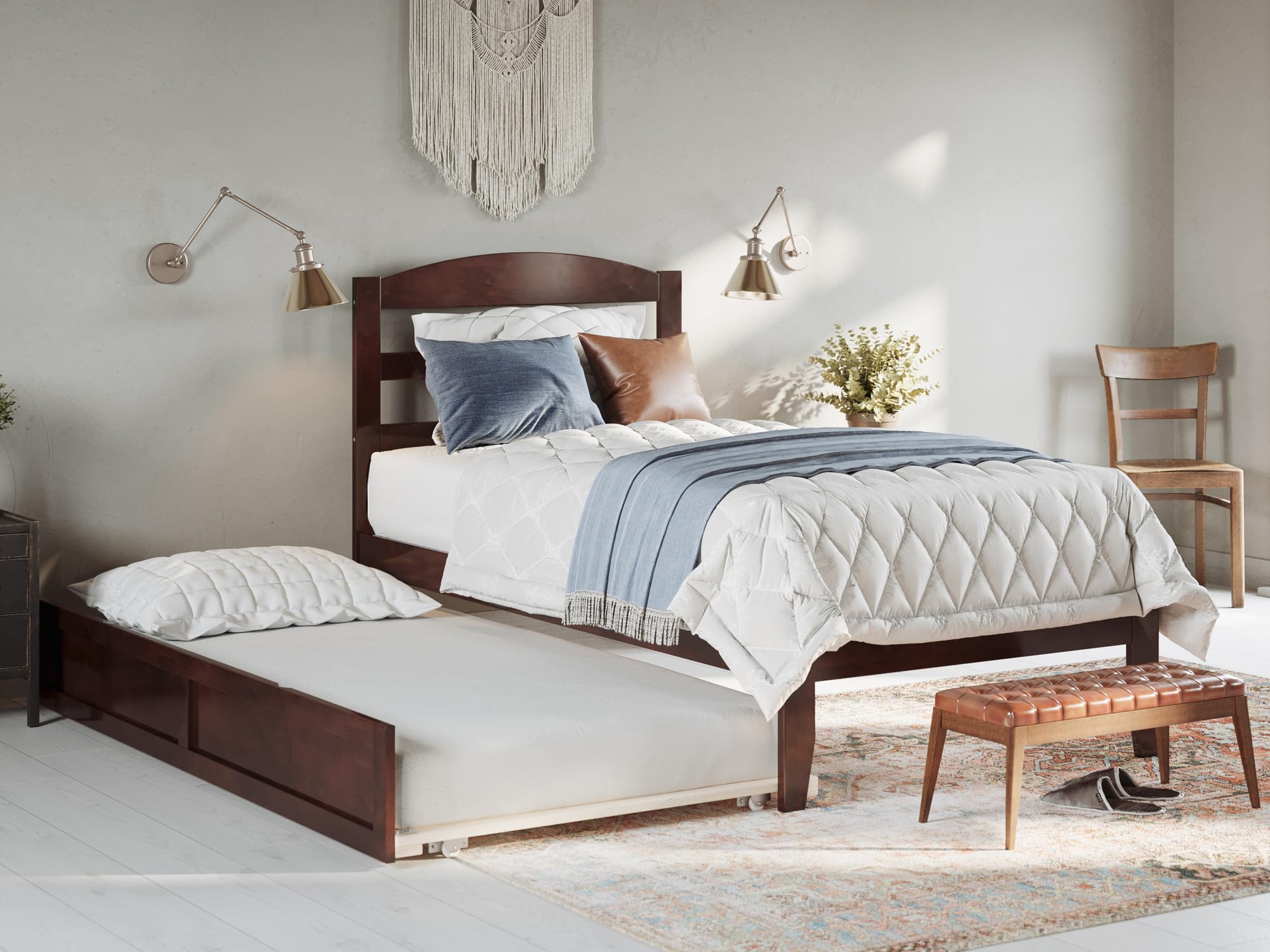 AFI, Warren Twin XL Platform Bed with Twin XL Trundle, Walnut