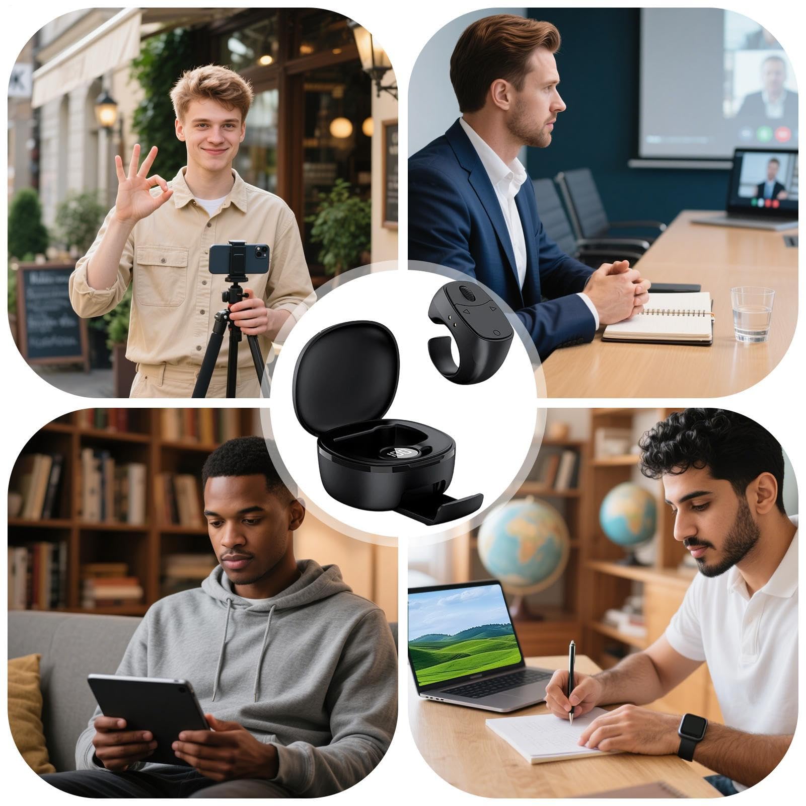 Bague de télécommande | Télécommande de défilement de doigt de 3,9 cm | Anneau de défilement ABS | Défilement intelligent ergonomique multifonctionnel avec contrôle photo vidéo, parfait pour les