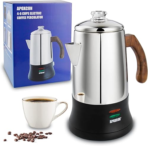 Percolador de café eléctrico de acero inoxidable con perilla de progreso de cerveza transparente de vidrio resistente e interruptor de