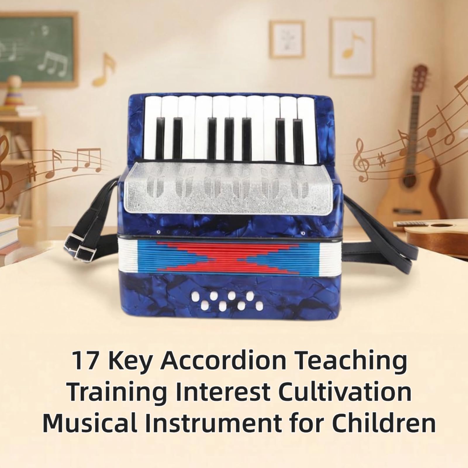 Fisarmonica a Piano 17 Tasti 8 Bassi Fisarmonica a Mano Insegnamento Formazione Coltivazione di Interessi Strumento Musicale per Bambini Studenti Principianti