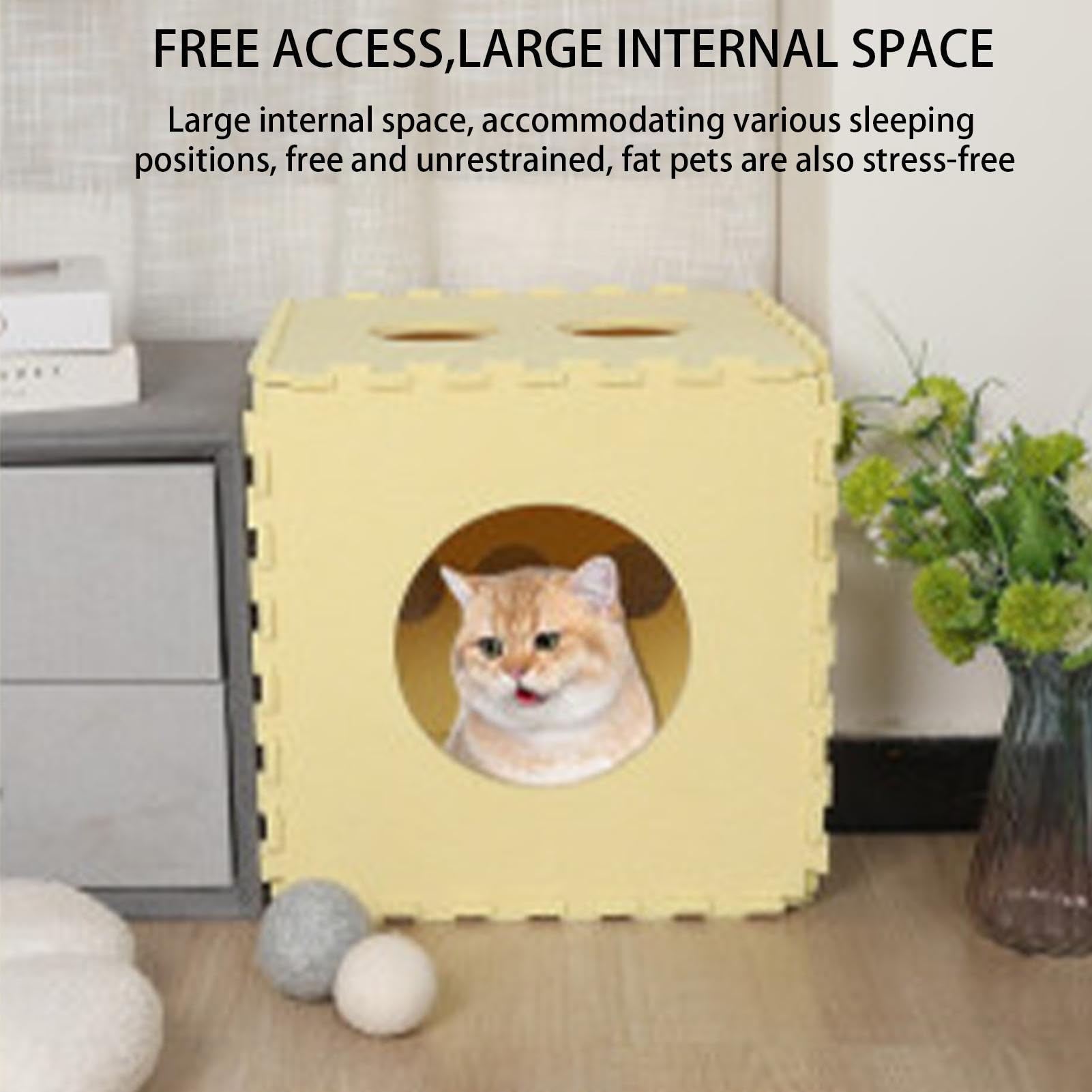 Casa para Gatos | Cueva de Cama para Gatos con Forma de Rompecabezas Transpirable, Cubo Plegable para Gatos, escondite Lavable para Gatos, Casas y condominios para Todos los Gatos y Perros pequeños | Cama Tipo Cueva Para Gatos Casas Condominios Lavable Ra