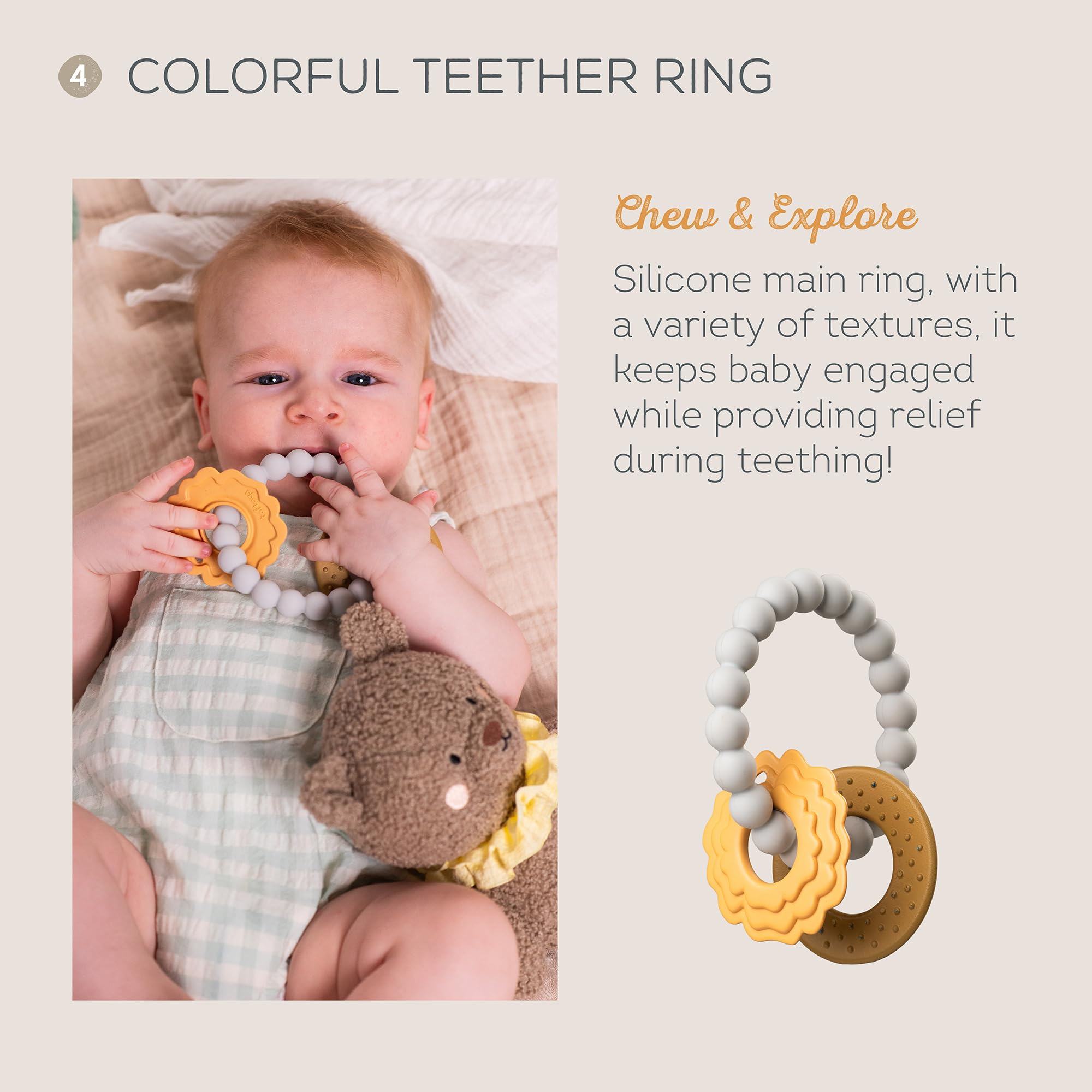 Taf Toys Luxus Neugeborenes Girt Set Baby Sensory Box Cotton Bamboo Swaddle Take Along Musical Mobile Bear Soft Toy & Silicone Beißring New Welcome Baby Geschenk Neugeborenes Baby Junge Mädchen