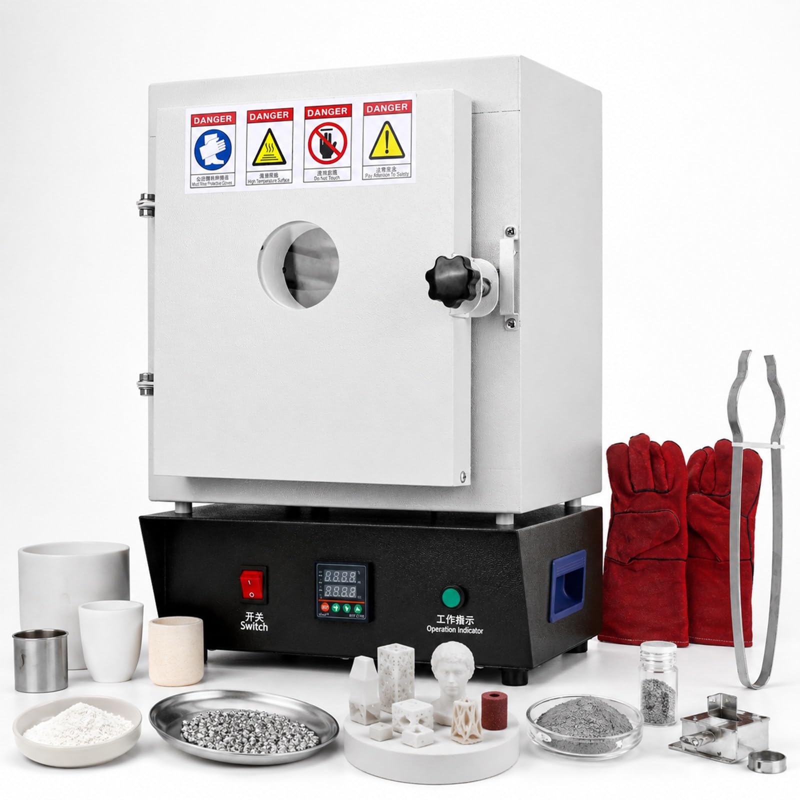 TBANVOO Electric Ceramic Kiln & Sintering Furnace, 1500W 1150℃ with PID Control & Observation Window, for Metal Casting & Pottery Glazing, Home & DIY