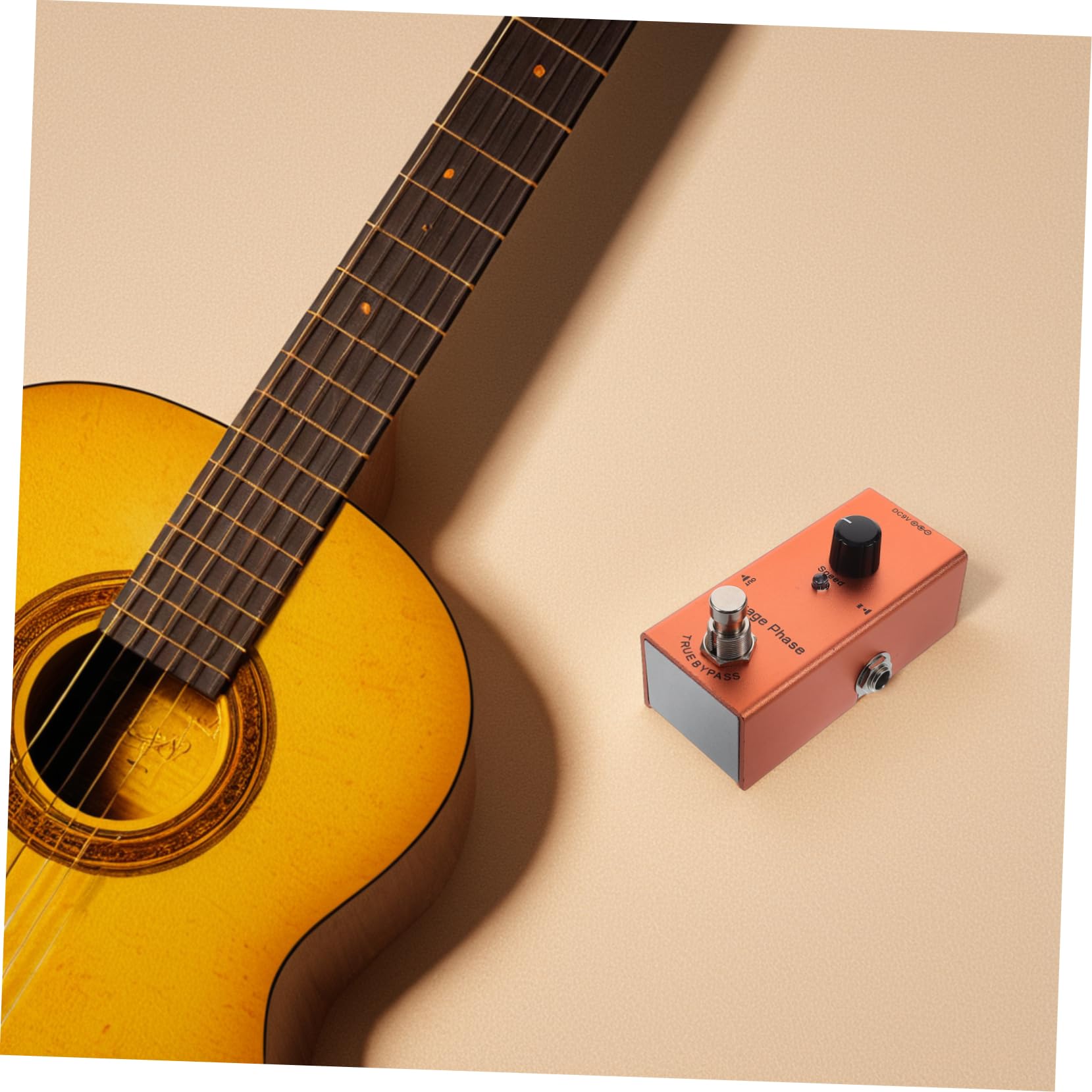 Pedale Effetti Fase Retro Mini per Chitarra Elettrica Arancia | Metallo, Luci Indicatore Chiare, Tecnologia Riduzione Rumore, Uso Portatile per Registrazione