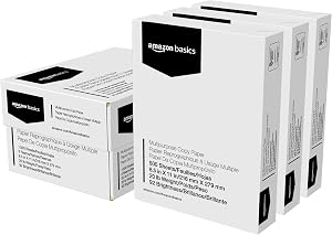 Amazon Basics Multipurpose Copy Printer Paper, 8.5" x 11", 20 lb, 3 Reams, 1500 Sheets, 92 Bright, White