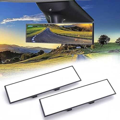 Espejo universal con clip gran angular, plano HD, antirreflejo, tinte transparente, accesorios para automóvil, SUV, camiones, vehículos (11 x 3