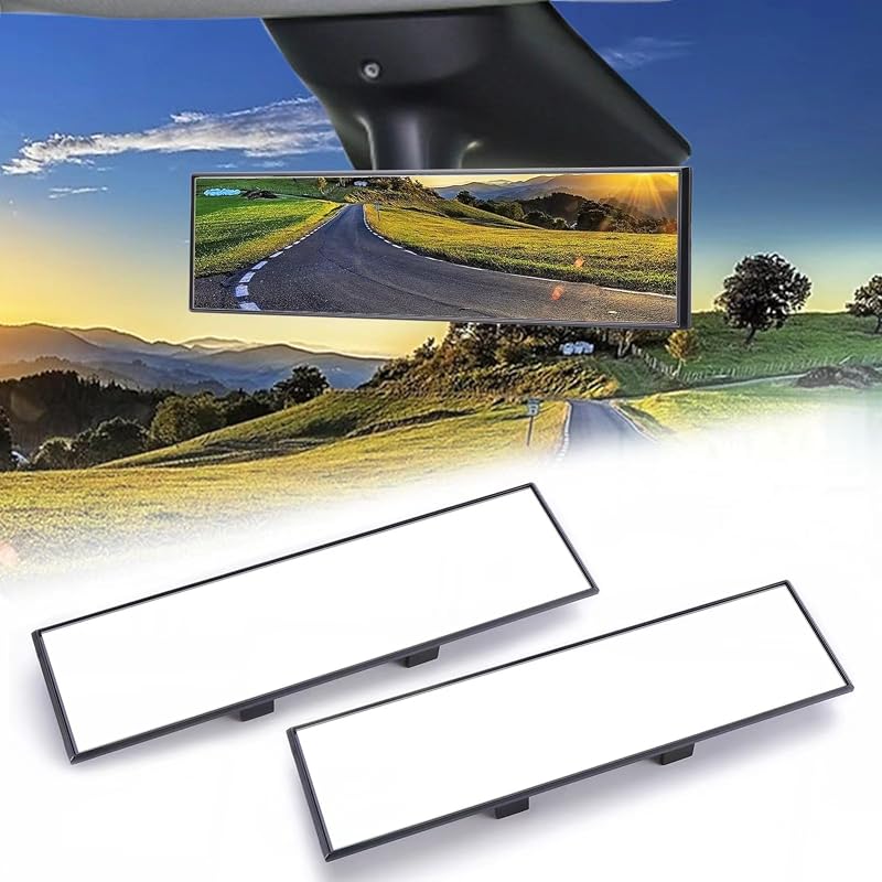 Espelho retrovisor interno panorâmico TRANSWARPS com presilha e visão ampla – 2 unidades