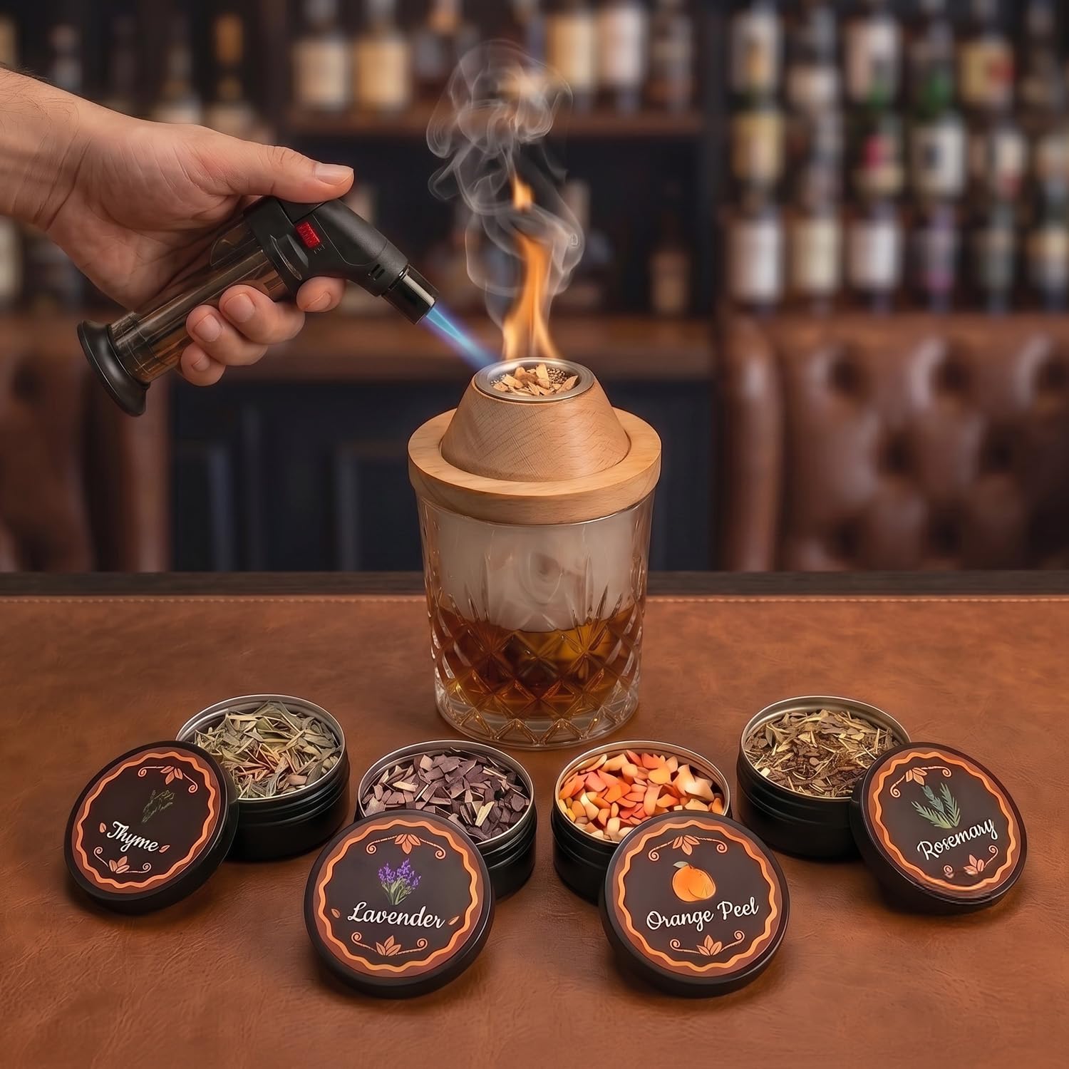 Cocktail Smoker Accessory Set by Perch with Torch | 4 Flavor Wood Chips & Smoke Filter | Whiskey & Bourbon Smoke Infuser Accessories | Barbecue, Cocktails & Old Fashioned Drinks-image-12