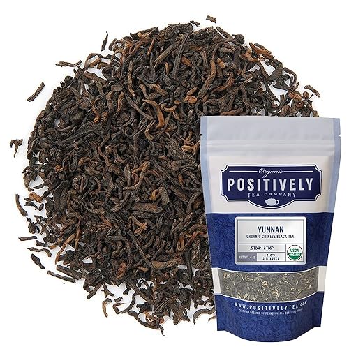 Organic Positively Tea Company, Té negro Yunnan, hoja suelta, 4 onzas