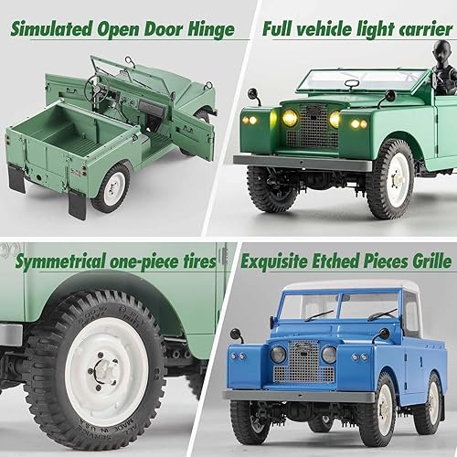 Miniatura 3 de EAZYRC x FMS 112 Land Rover RC Car RTR con licencia verde, 4WD Off-Road impermeable Crawler modelos de vehículo RC con control remoto de 2.4 GHz,