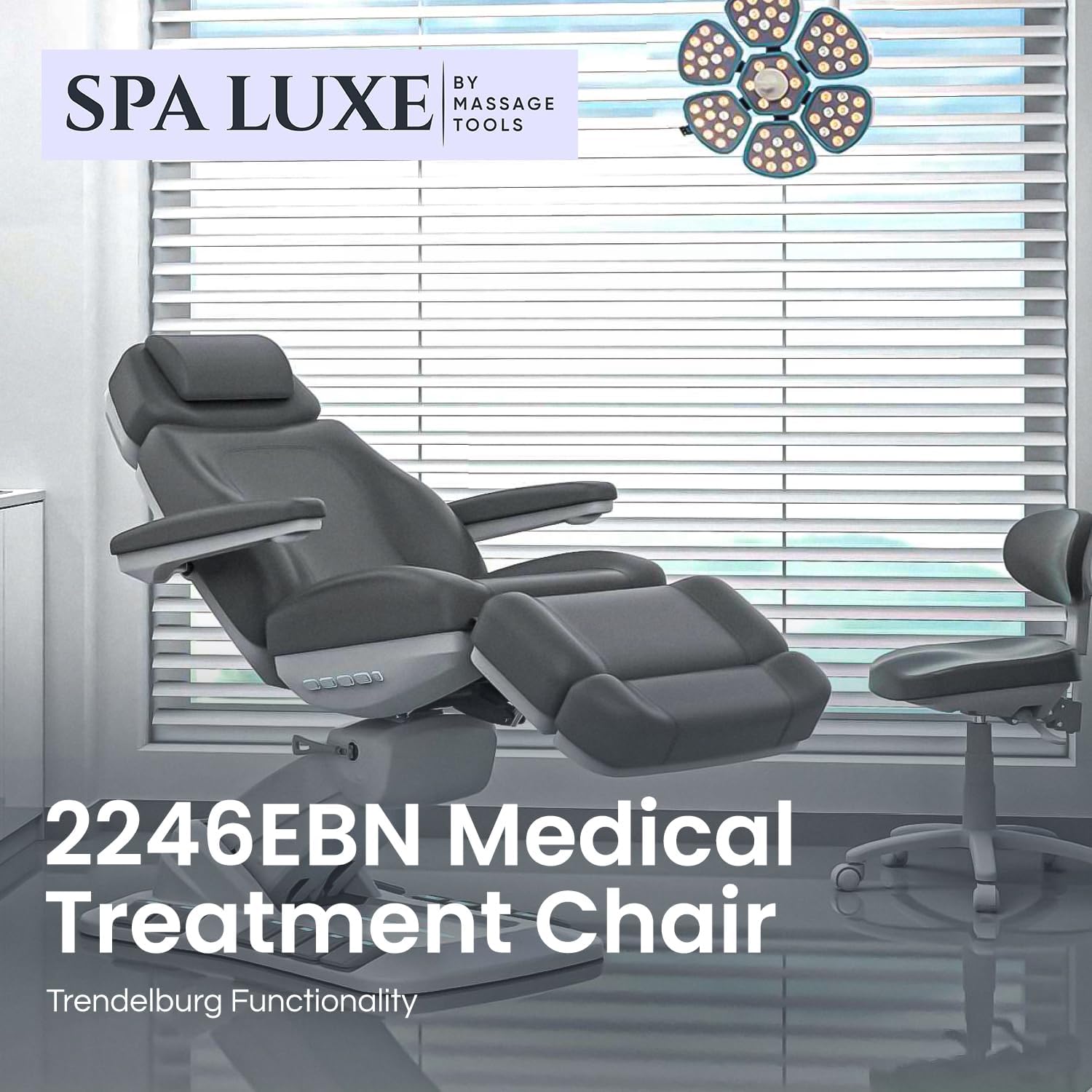 Massage Tools - Professional Spa and Facial Chair with 240° Rotation, LED Lighting, Memory Settings, and Adjustable Headrest - Premium Service Bed and Spa Chair for Salon and Facials - Light Gray