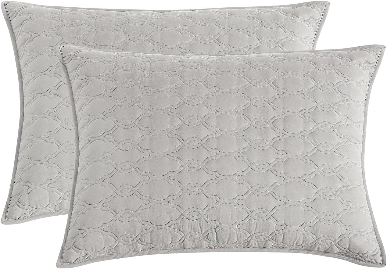 BOURINA Quilt Set Coverlet Set Quilting Bedspread 3-Piece Quilt Set Microfiber Lightweight, Queen 90" x 92" Grey - Image 4