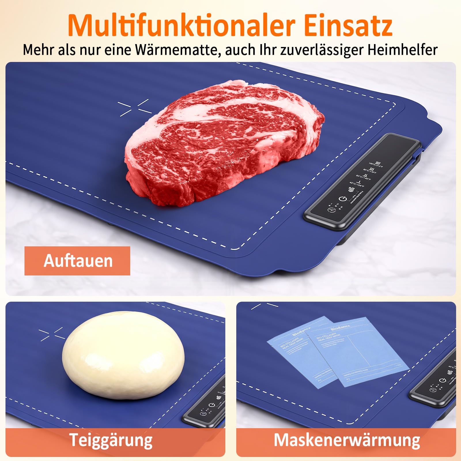 Elektrische Warmhalteplatte für Speisen, 40-100℃ Speisenwärmer Elektrisch Wärmeplatte Essen Faltbare Silikon Warmhaltetablett mit Nano-Silikonmaterial Heizplatte Warm Halten oder Auftauen